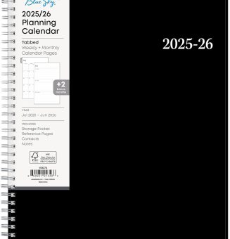 Blue Sky 2025-2026 Weekly and Monthly Academic Year Planner Calendar, July - June, 8.5" x 11", Flexible Cover, Wirebound, Laminated Tabs, Storage Pocket, Enterprise (Enterprise 2025-2026, 8.5" x 11")