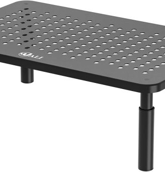 WALI Computer Monitor Stand for Desk, Adjustable Laptop Riser, Desk Monitor Stand Underneath Storage for Office, Home, School Supplies (STT003), 1 Pack, Black